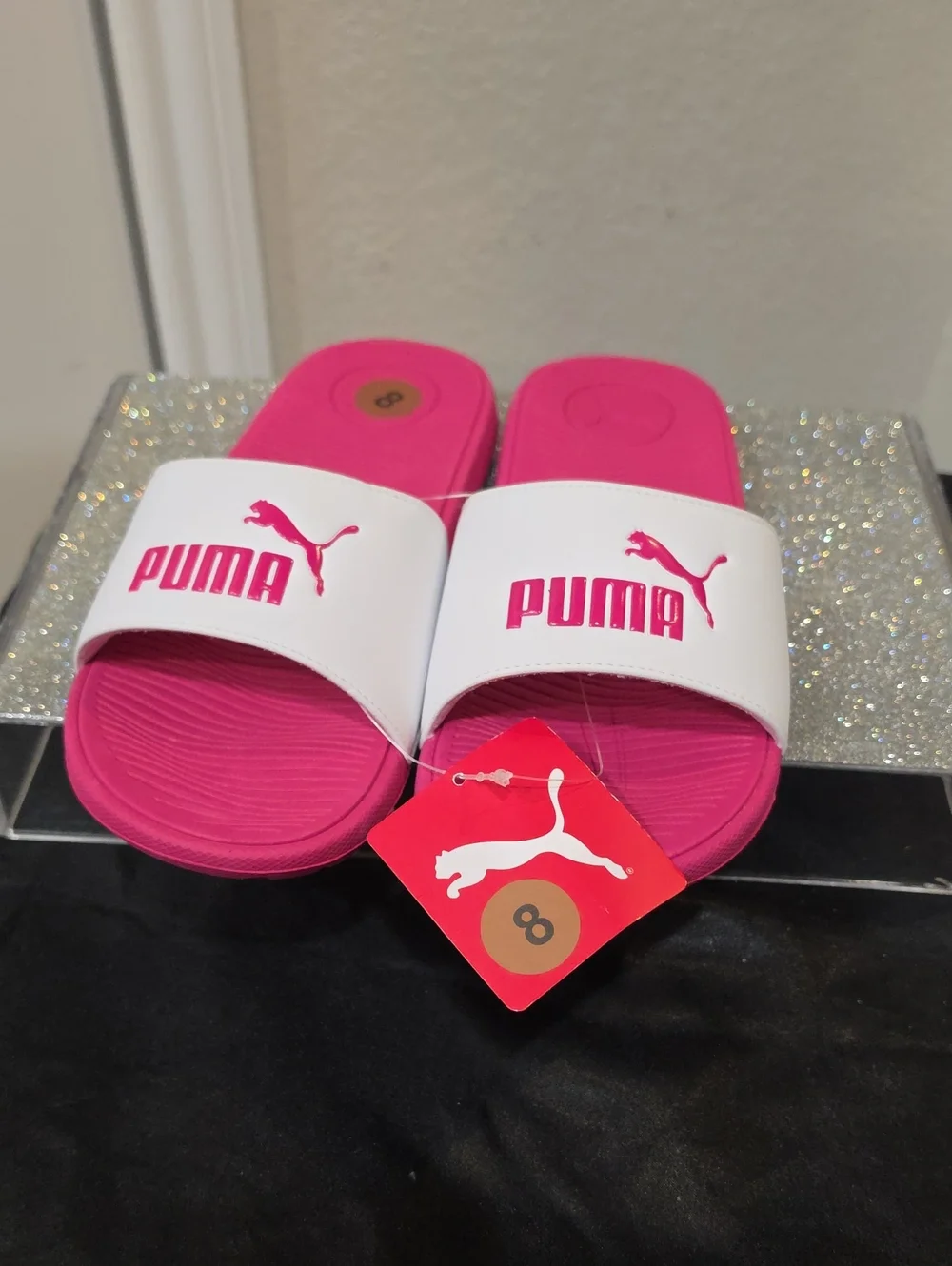 Puma PopCat 20 Slide Sandals- White/Pinktastic